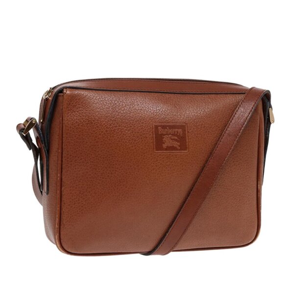 Burberrys Shoulder Bag Leather Brown Gold Auth - Picture 1 of 16